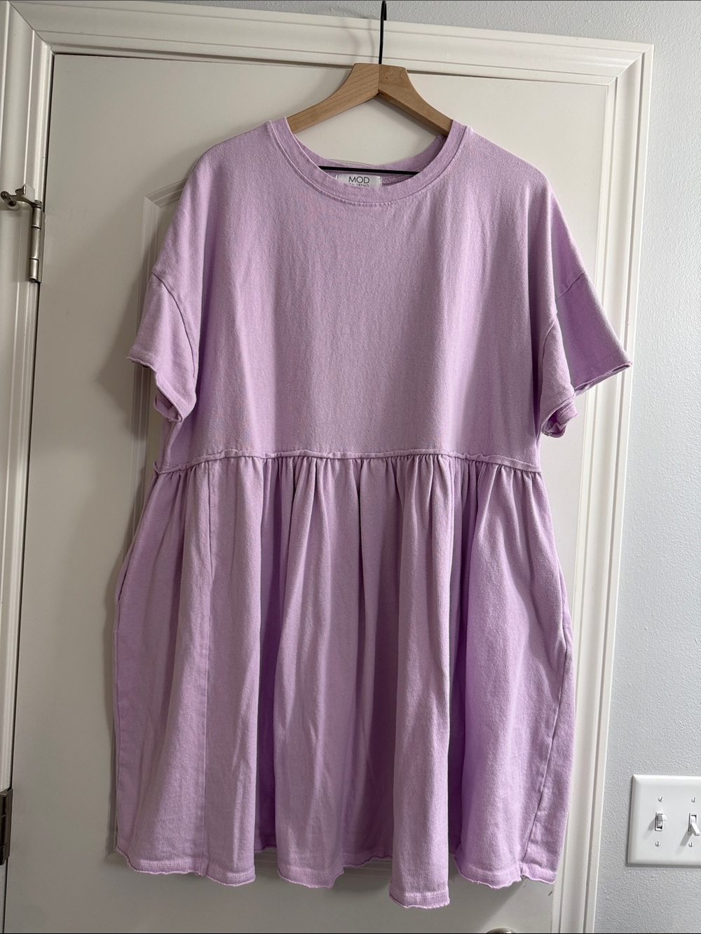 Lavender Short-Sleeve Tiered Kids Dress WITH POCKETS!